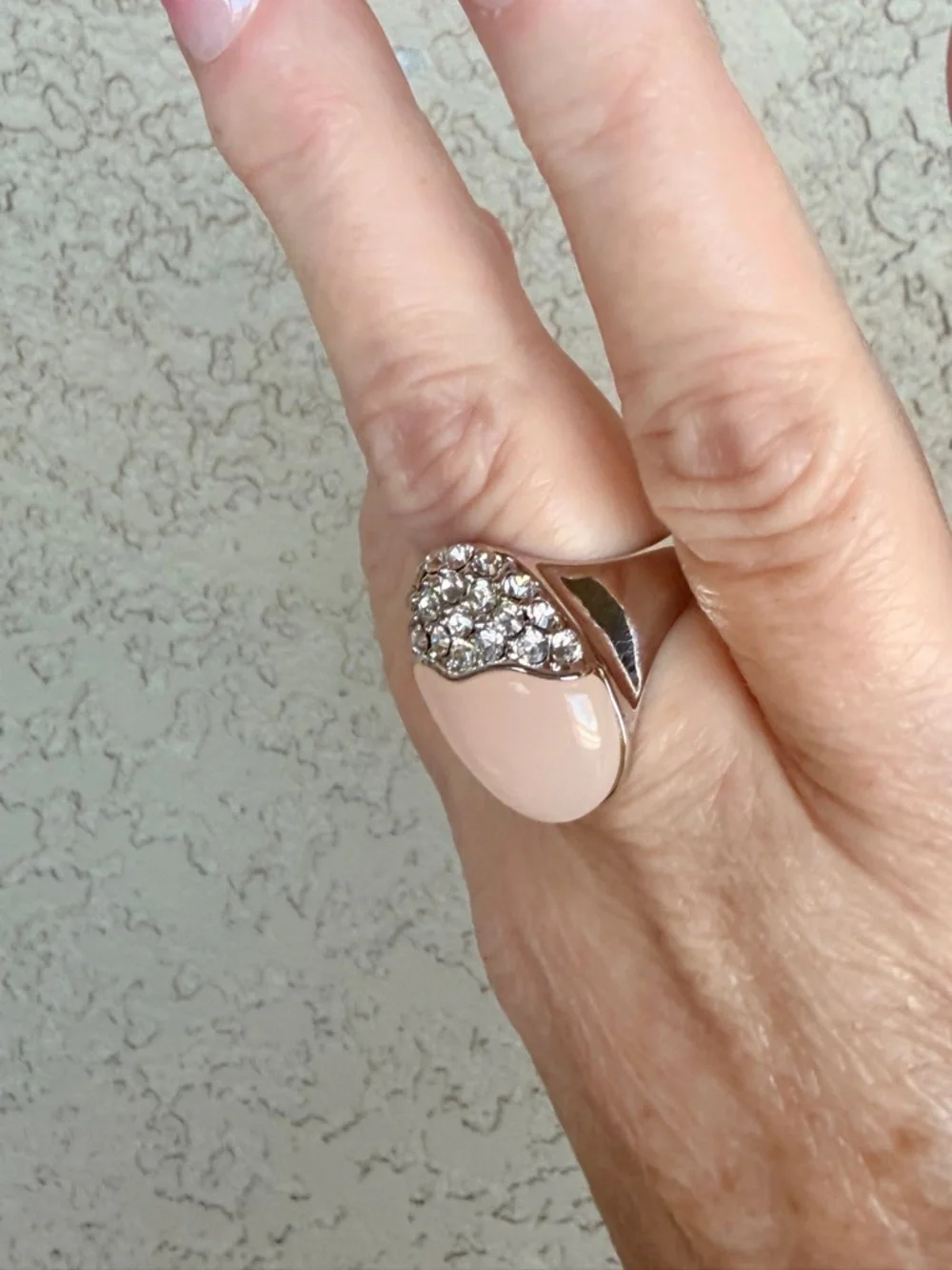 Camille Lucie Silver Pink Lucite CZ Ring